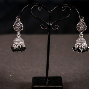 Sliver Earrings black beads-AINDRILA